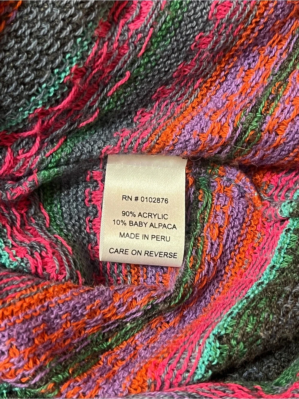 NOVICA Peruvian Knit Poncho Sweater Alpaca Blend Multicolor Striped Boho Fiesta